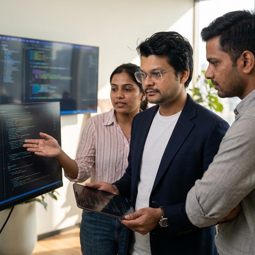 Trai Inc engineering team collaborating in office